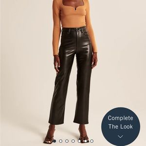 Vegan Leather Ankle Straight Pants 29S